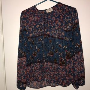 Blue patterned blouse
